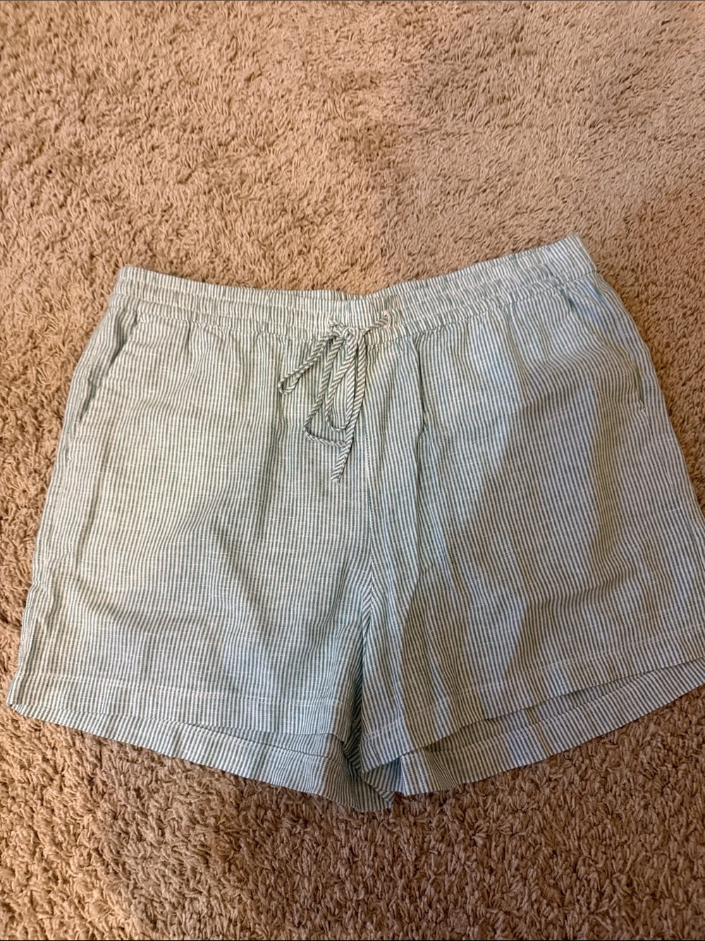 Light green brand new size 14 Striped Women’s Drawstring Shorts from J. crew.
